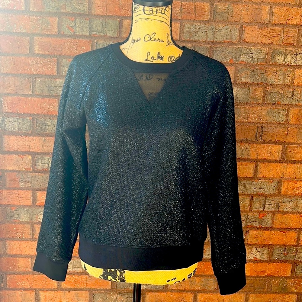 NWT Black Tweed Sweatshirt Top (L)
